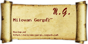 Milovan Gergő névjegykártya